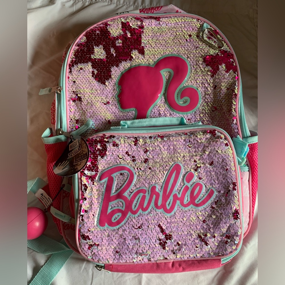 New Barbie Pink and Red Sequin Kids Backpack